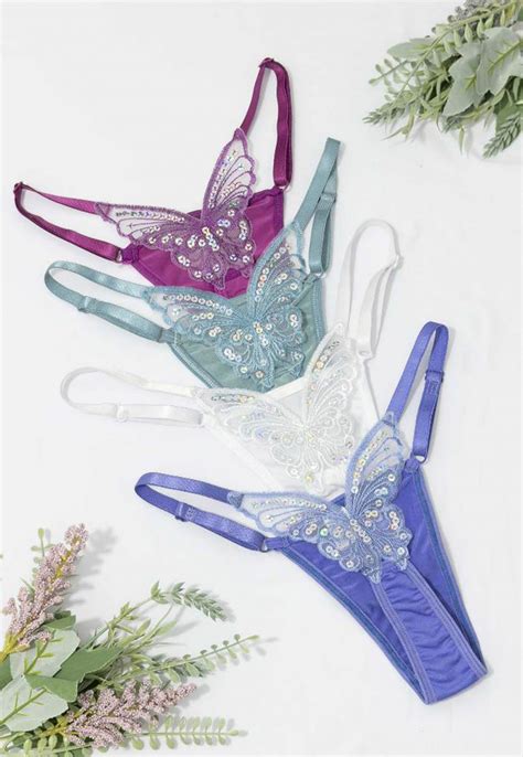 Kit Tangas Sexy Em Renda Detalhe Borboleta Be Lingerie