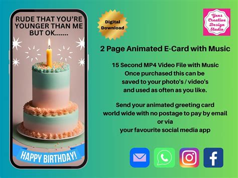 Animated Funny Birthday E-card Birthday Video Card - Etsy