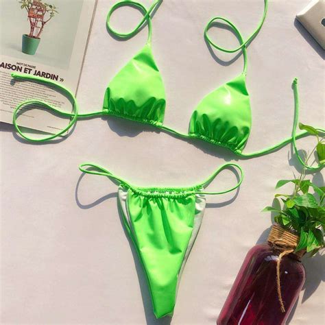 Extreme Micro Bikini PU Leather Swimsuit Female Push Up Swimwear