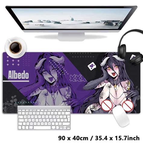 อะนเมะสาว Succubus Albedo Ahegao Mousepad ตารางเกม XXL แผนรองเมาสคยบอรดพรมเดสกทอป Hentai