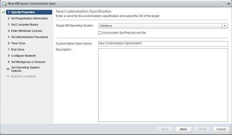 How To Create Customization Specifications For Vmware Templates