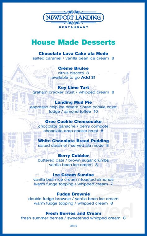 Newport Landing Restaurant Menu In Newport Beach California Usa