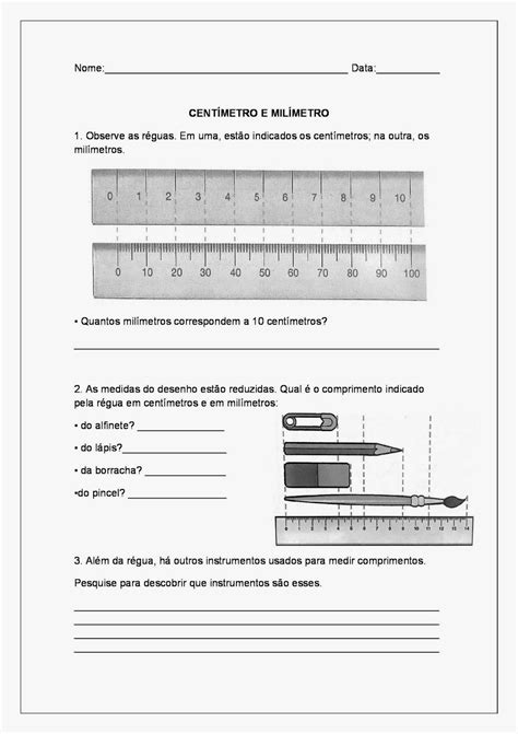 Medida De Comprimento 3 Ano - Atividades Medidas De Comprimento 3 Ano - NAZAEDU
