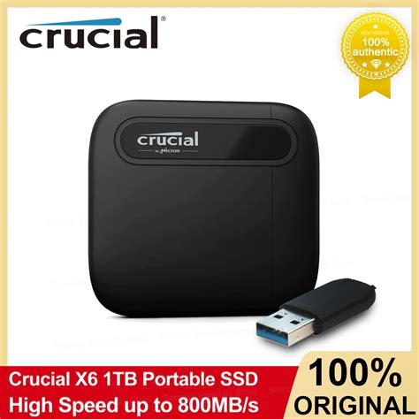 Портативный SSD-накопитель Crucial X6, 500 Гб, 1 ТБ, до 800 Мб/с ...