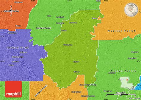 Physical Map Of Franklin Parish Political Outside