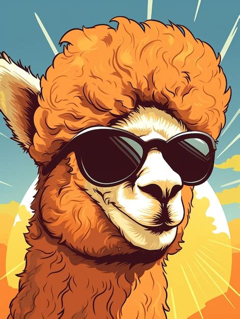 There Is A Llama Wearing Sunglasses And A Hat On A Sunny Day Generative