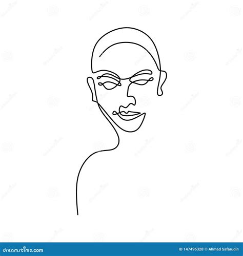 Human Face Continuous Minimalism One Line Drawing Stock Vector ...