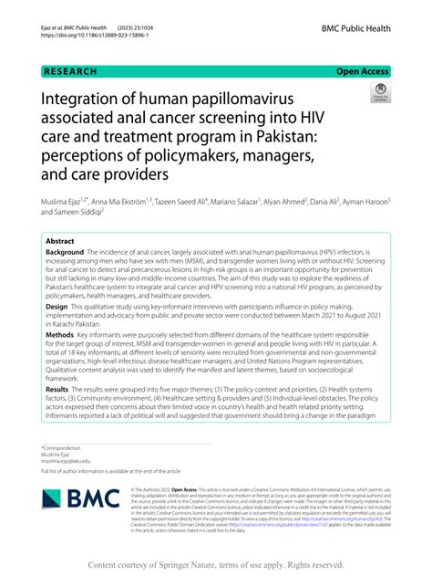 PDF Integration Of Human Papillomavirus Associated Anal Cancer Screening Into HIV Care And