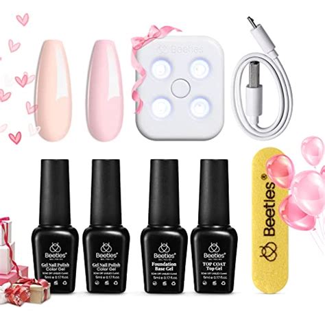 Beetles Gel Nail Polish Kit With Uv Led Light And Base Gel Top Coat Starter Kit Soak Off Nude