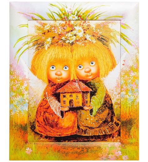 Жикле на холсте в рамке «Ангелы-хранители дома» ANG-80 / Жикле ...