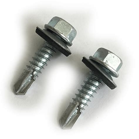 Hexagon Head Self Drilling Screw With Rubber Washer Zinc Plated Fast