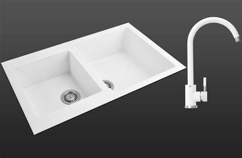 ᐉ Кухонная мойка Lexona Status Compact гранитная с краном Белый ...