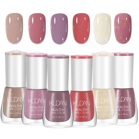 TBeautfave 6PCS Nail Polish Set Nude Nail Varnish Sets Quick Dry Long Lasting Pastel Nail