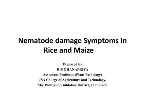 Nematode damage symptoms in crop plants | PPT