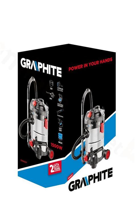 GRAPHITE ODKURZACZ WARSZTATOWY 1500W, ZBIORNIK 30L 59G607