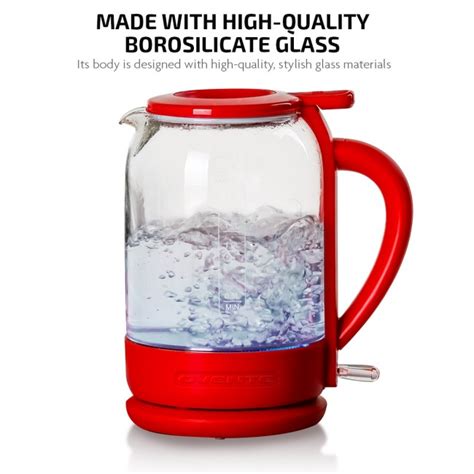 Ovente Electric Glass Hot Water Kettle 1 5 Liter With ProntoFill Technology The Easy Fill