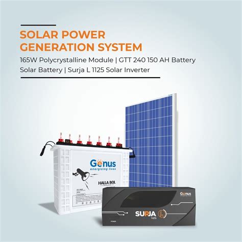 Genus Solar Solution With Surja L 1125 Solar UPS GTT240 Tall Tubular