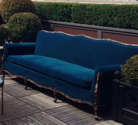 Ok a royal blue velvet sofa is a bit impractical for outdoors even in ...