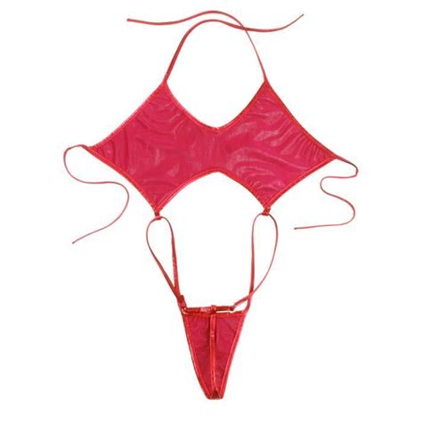 DPois Micro Bikini Sexy Femme Maillots de Bain Pièce Métallique