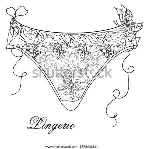 Lingerie Butterfly Color Therapy Antistress Coloring Stock Illustration