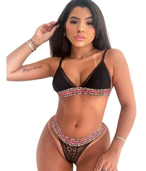 Kit Conjuntos Lingerie Renda El Stico Bicolor Sexy Sensual Parcelamento Sem Juros