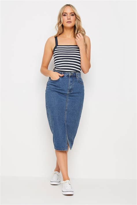 Lts Tall Womens 2 Pack White And Navy Blue Striped Cami Tops Long Tall