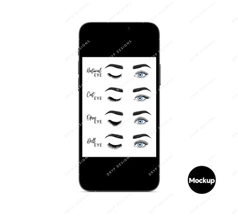 Lash Extension Style Chart Digital Art Print Bold Hazel Eyes