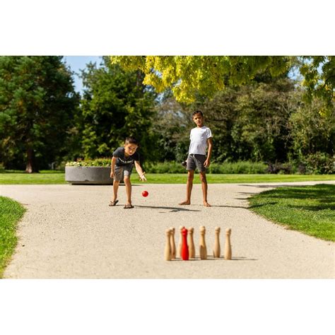 Set Bowling Din Lemn Pentru Exterior Cu Popice Si Bile Outdoor