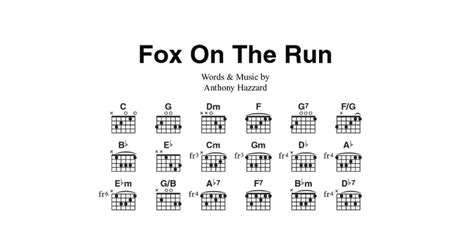 Fox On The Run Guitar Chordslyrics Print Sheet Music Now