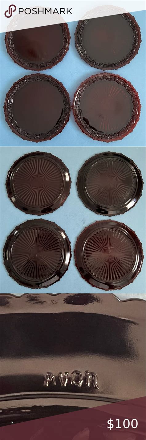 Vintage Cape Cod Ruby Red 1876 Avon Dinner Plates Set Of 4 Dinner