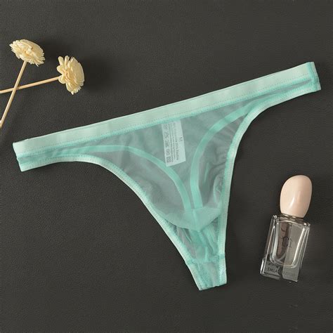 Hot Mens Transparent Underwear Jockstrap Men Thongs Ice Silk Briefs Chinese Sexy Old Man Gay