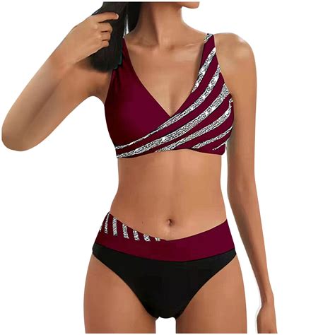 Women S Bikini Sets Two Piece Bathing Suit High Waisted Twist V Neck Swimsuit Sexy Push Up Criss