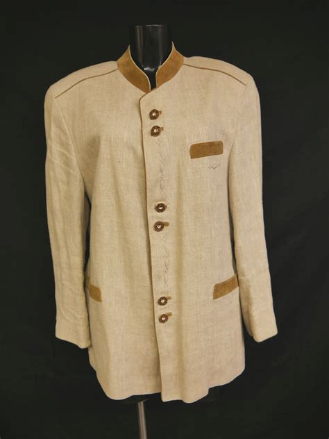 Class Beige With Leather Trimming Gigantic Men S Janker Traditional