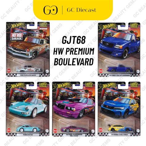 Ready Stock Hot Wheels Premium Boulevard Set Honda Civic Type R Ford Thunderbird Porsche