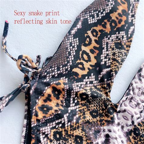 2023 Hot Custom Women Snake Print Swim Suit Retro Female Bikini Beachwear Swimwear Cover Up Sexy
