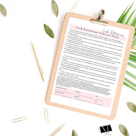 Boutique Marketing Lash Extension Consent Form Intake Form Aftercare Form 75 Pack 85x11