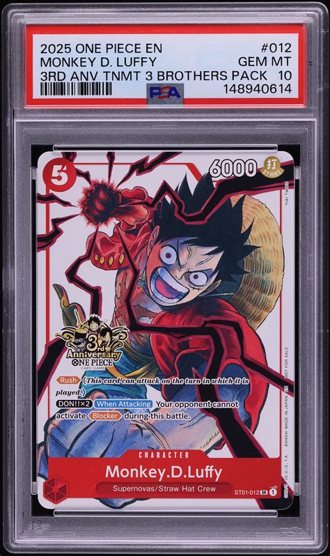 2025 One Piece Tournament Promos 3rd Anniversary 3 Brothers Pack Monkey