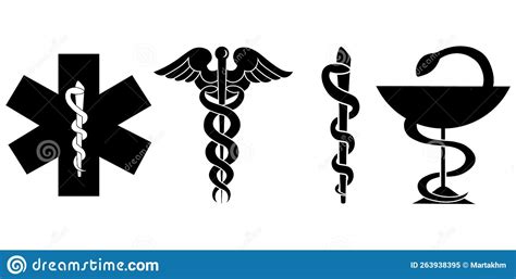 Medical Symbol Icons Set. Star Of Life With Cross, Caduceus, Rod Of ...