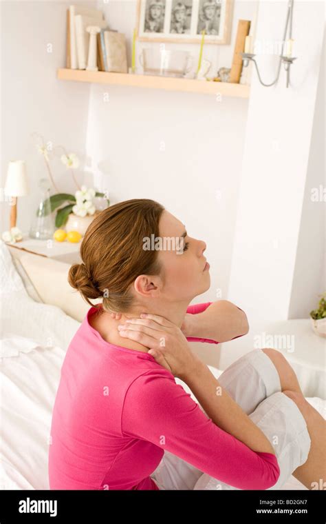 Young Woman Having Neck Pain Stock Photo Alamy