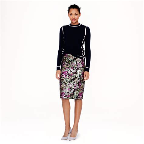 Lyst J Crew Collection No 2 Pencil Skirt In Metallic Floral