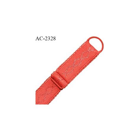 Bretelle lingerie SG 18 mm très haut de gamme couleur rouge orangé avec 1 barrette et 1 anneau