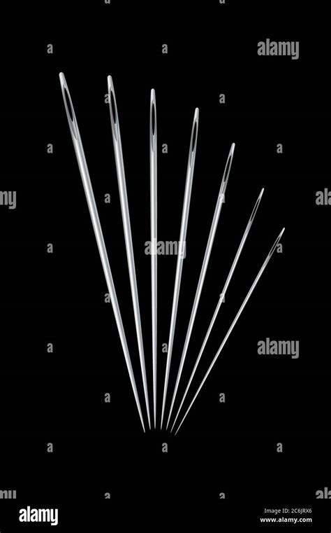 vector illustration   size needles isolated  black stock