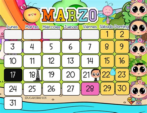 Clipart Calendario Marzo Kalender Voor 2023 Jaar Cartoon Vector