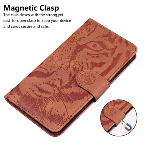 For Infinix Hot Play Tiger Embossing Pattern Flip Leather Phone Case Brown Alexnld