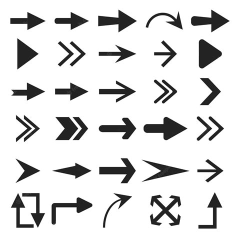 Premium Vector Set Arrow Icon Collection Different Arrows Sign Black