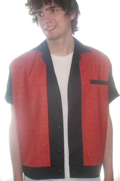 Mens Rockabilly Shirt Jac Red And Gold Etsy