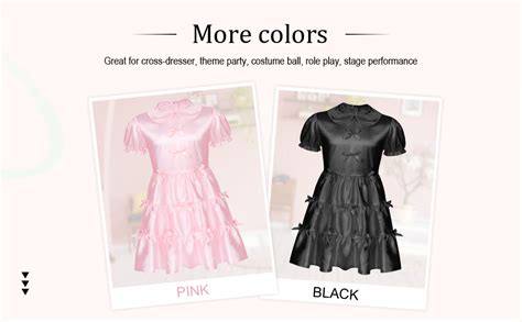Iiniim Men Sissy French Maid Lingerie Frilly Satin Bowknot Ruffle Dress Crossdress Nightwear