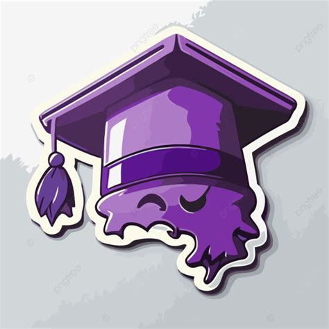 Purple Hat With A Graduation Cap Sticker Clipart Vector Purple