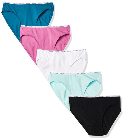 Calvin Klein Women S Pack Cotton Stretch Logo Bikini Black White Blue Light Continental Peony