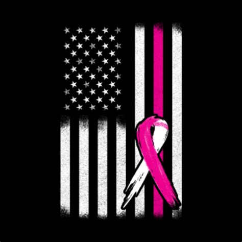 American Flag Pink Ribbon Breast Cancer Awareness Support T